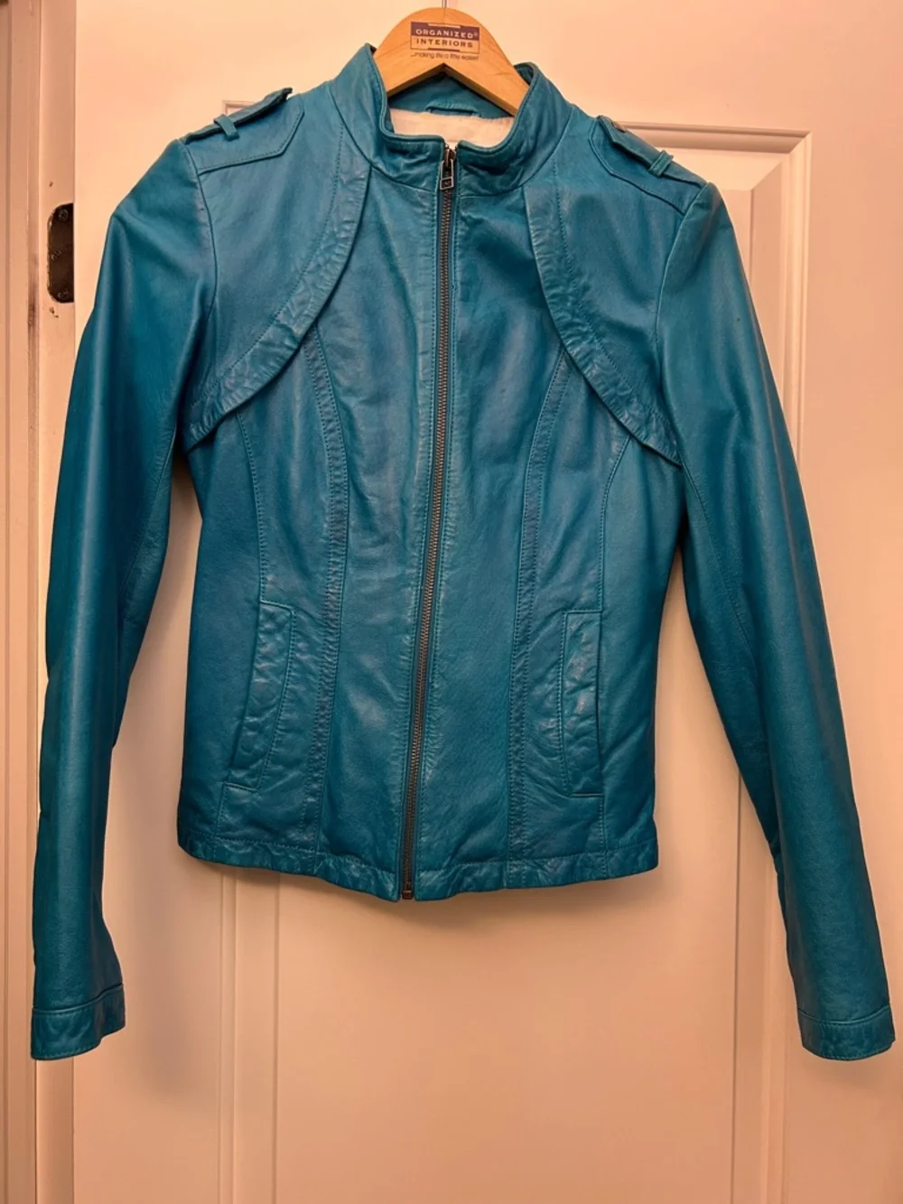 🩵Danier Leather Moto Jacket 2XS in Teal colour - Picture 5 of 12